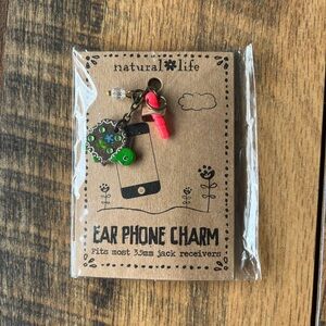 Natural Life Turtle Ear Phone Charm in Green with bling